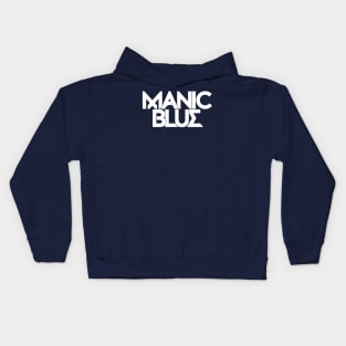 Manic Blue Stacked Text Logo (white) Kids Hoodie